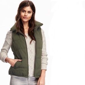 Old Navy; Quilted Puffer Vest Down Green